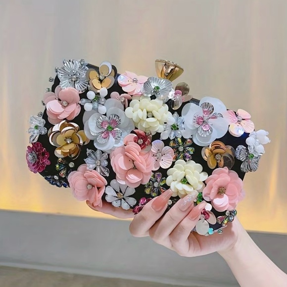 Handbags - Stunningly Elegant floral Embellished Clutch from Dubai